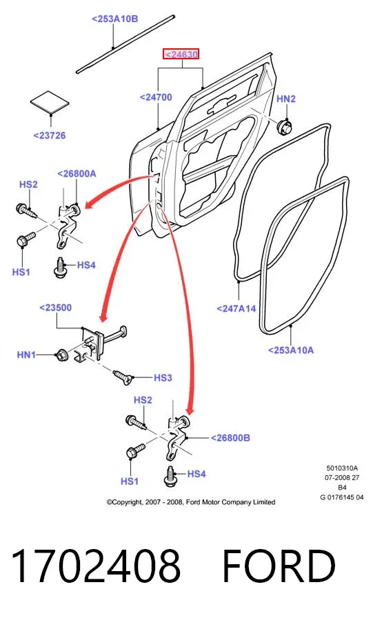 Дверь задняя левая 1702408 Ford
