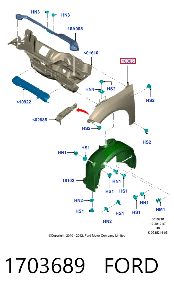 Крыло переднее правое 1703689 Ford