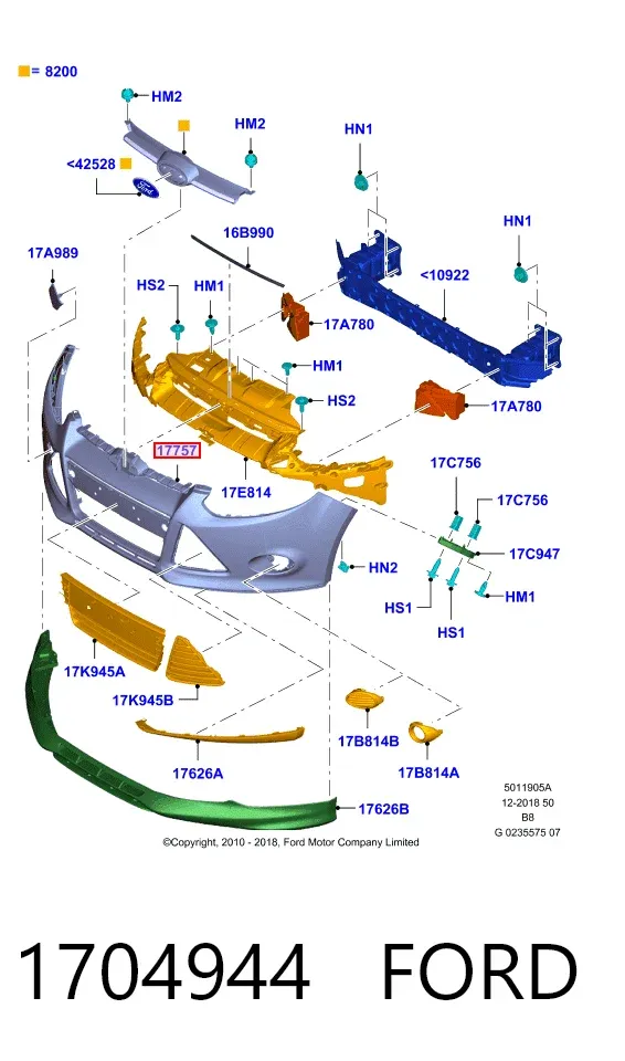 Передний бампер 1704944 Ford