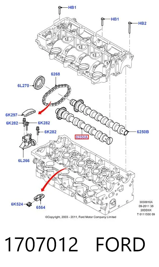 Впускной распредвал 1707012 Ford