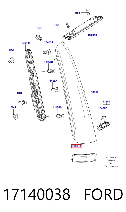 Правый катафот заднего бампера 17140038 Ford