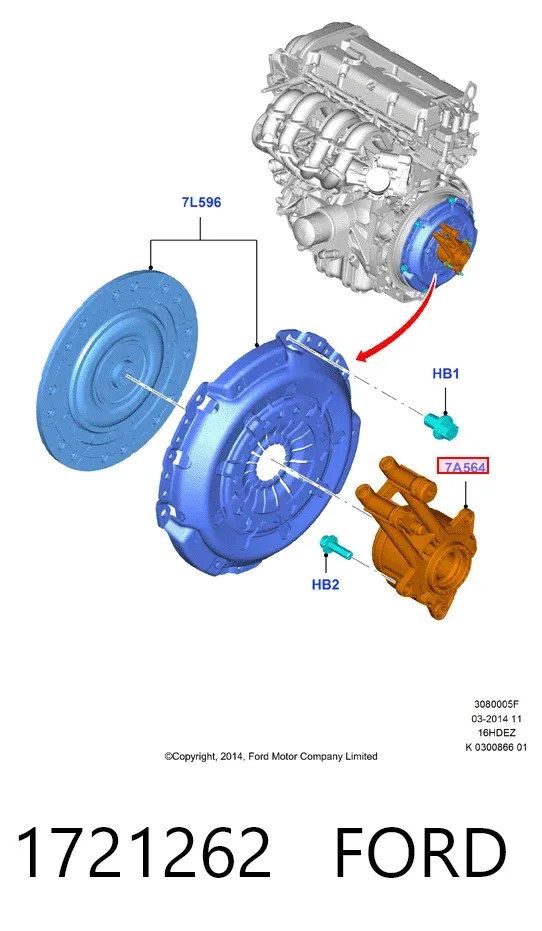 Рабочий цилиндр сцепления в сборе 1721262 Ford