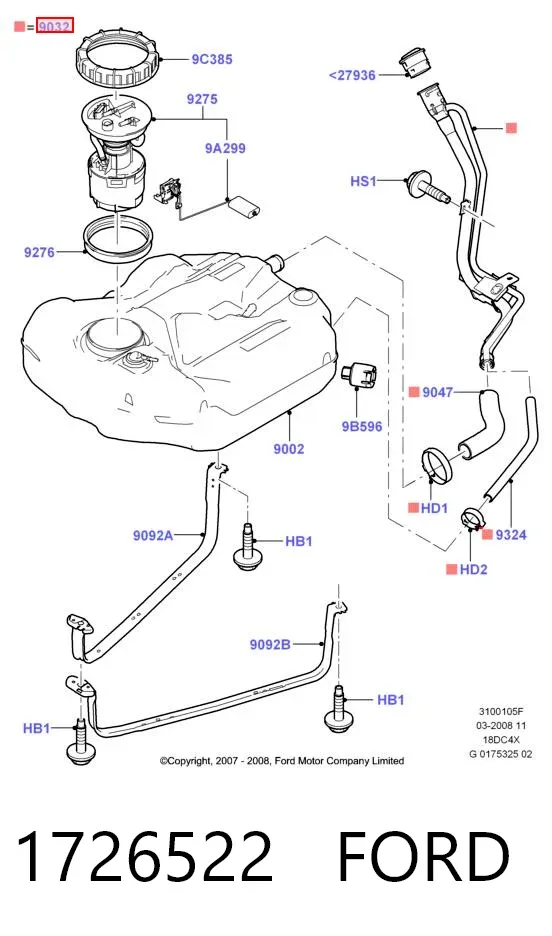 Горловина топливного бака 1726522 Ford