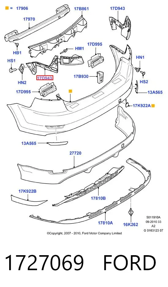 Кронштейн бампера заднего левый 1727069 Ford