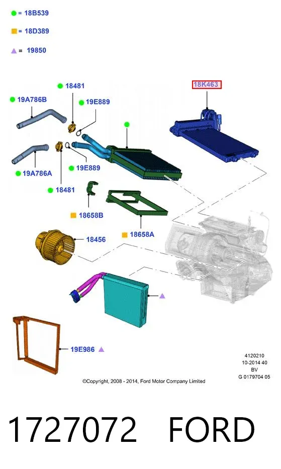 Электроподогреватель воздуха системы отопления салона 1727072 Ford