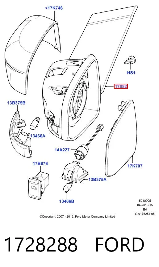 Левое боковое зеркало 1728288 Ford