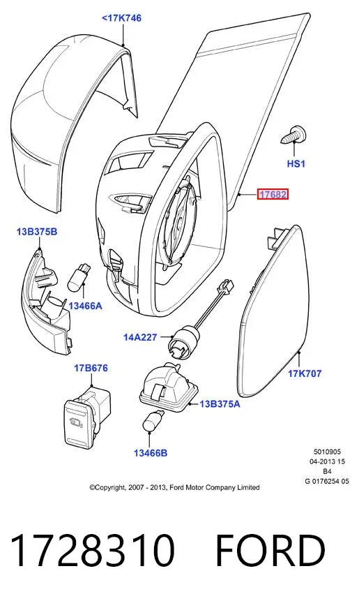 Левое боковое зеркало 1728310 Ford