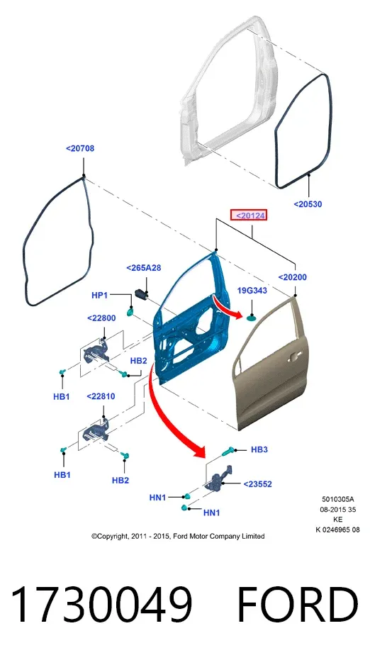 Дверь передняя левая 1730049 Ford