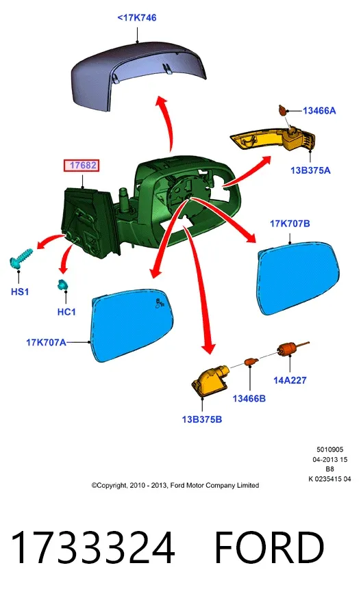 Правое зеркало 1733324 Ford