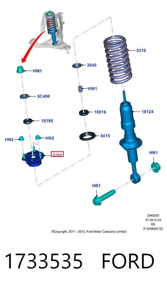 Опора переднего амортизатора 1733535 Ford