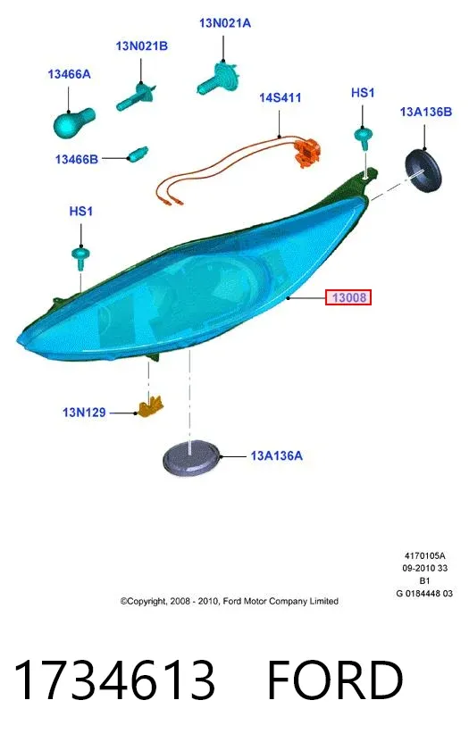 Левая фара 1734613 Ford
