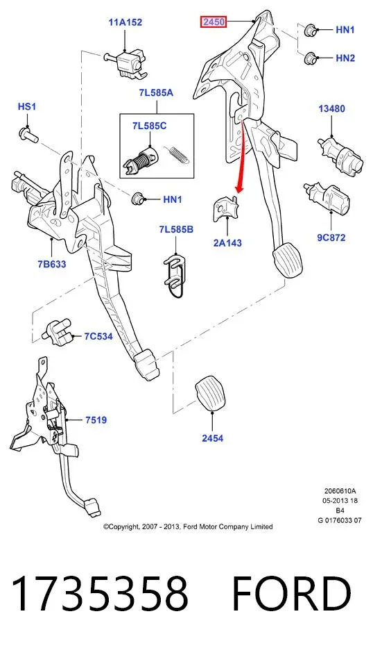 Педаль тормоза 1735358 Ford