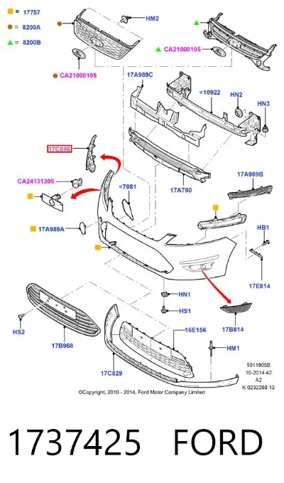 Кронштейн бампера переднего левый FORD 1737425