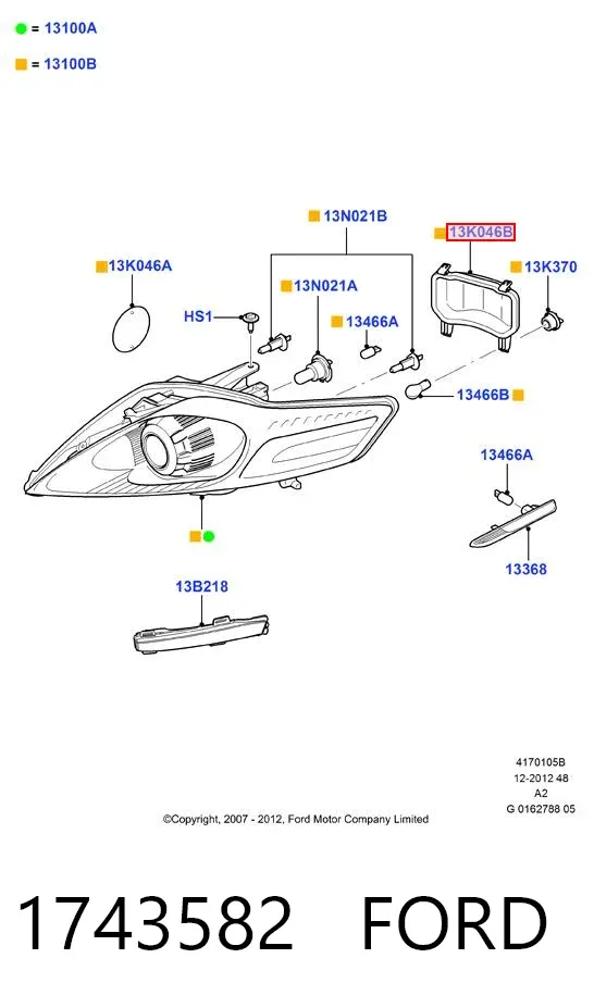 Правая фара 1743582 Ford