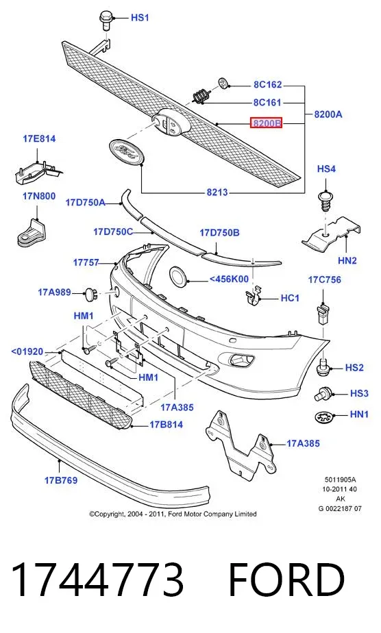 Решетка радиатора 1744773 Ford