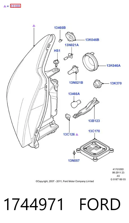 Правая фара 1744971 Ford