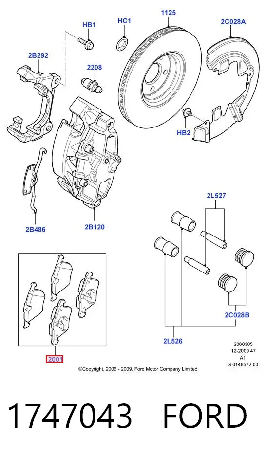 Передние тормозные колодки 1747043 Ford
