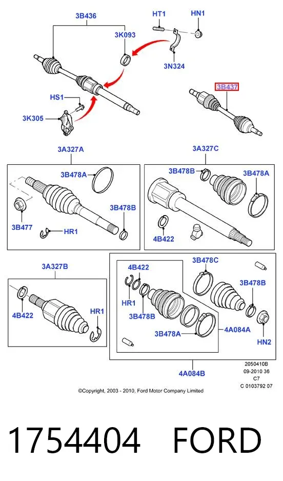 Левая полуось 1754404 Ford