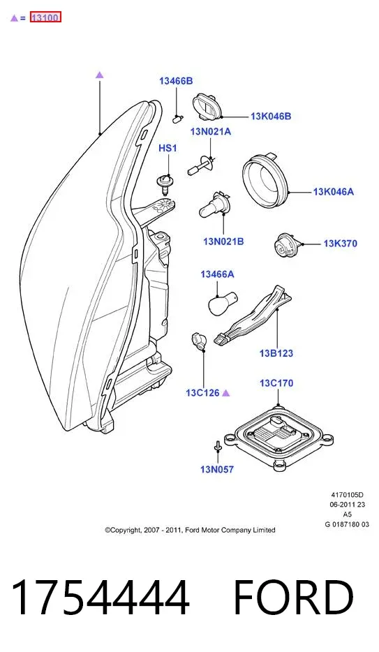 Правая фара 1754444 Ford