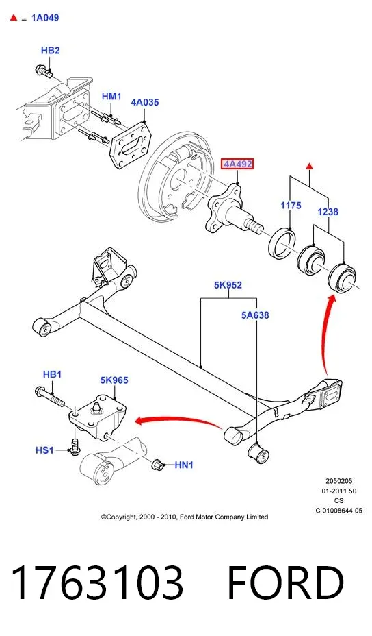 Поворотный кулак задний 1763103 Ford