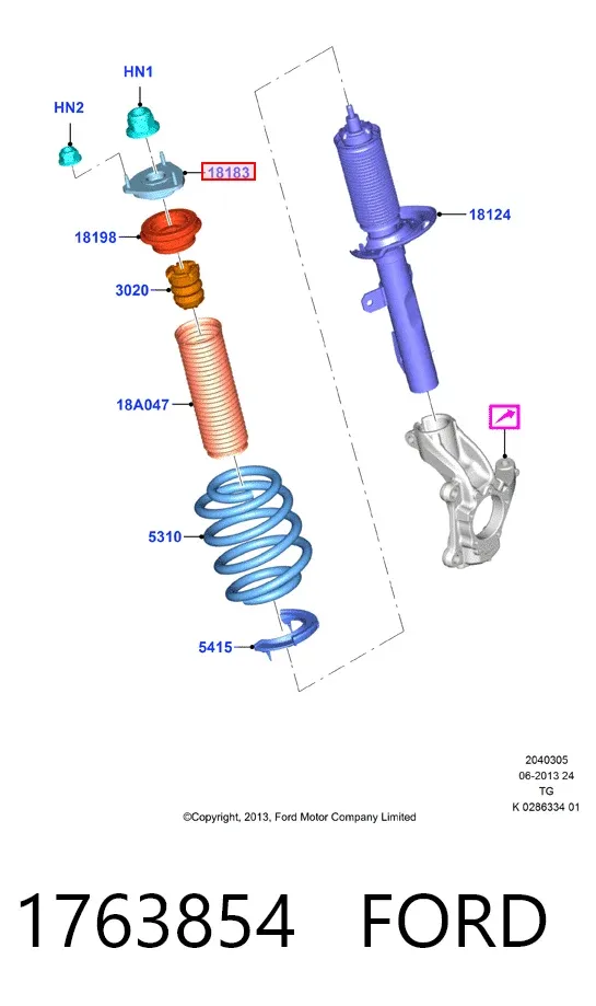Опора переднего амортизатора 1763854 Ford