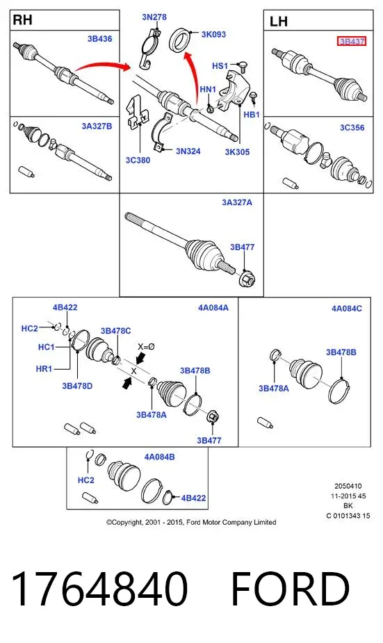 Левая полуось 1764840 Ford