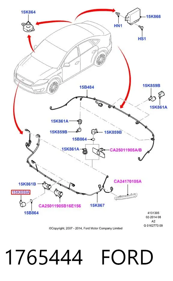 Датчик сигнализации парковки (парктроник) передний боковой 1765444 Ford
