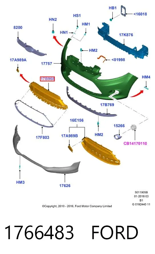 Решетка бампера 1766483 Ford