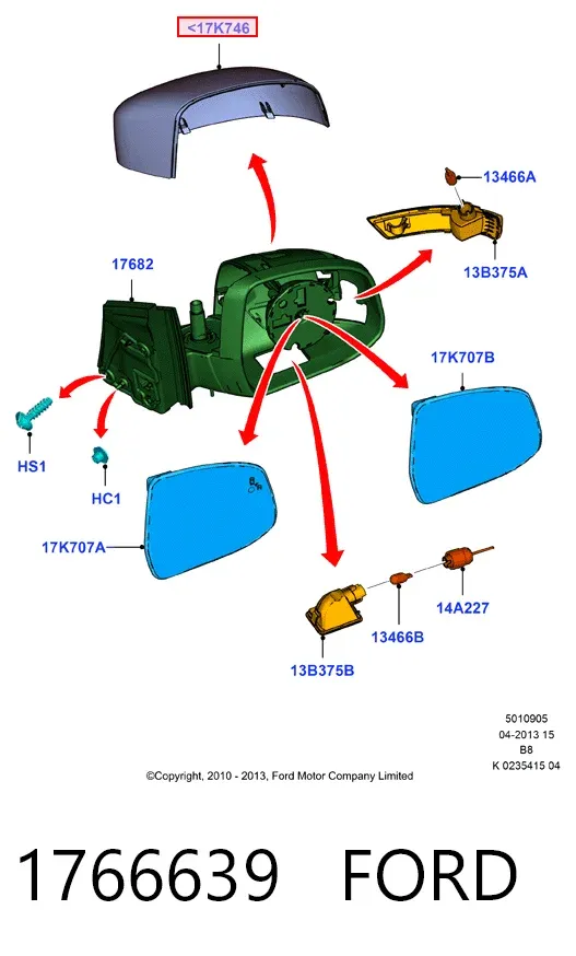 Правое зеркало 1766639 Ford