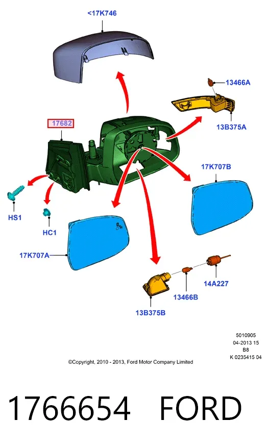 Левое боковое зеркало 1766654 Ford
