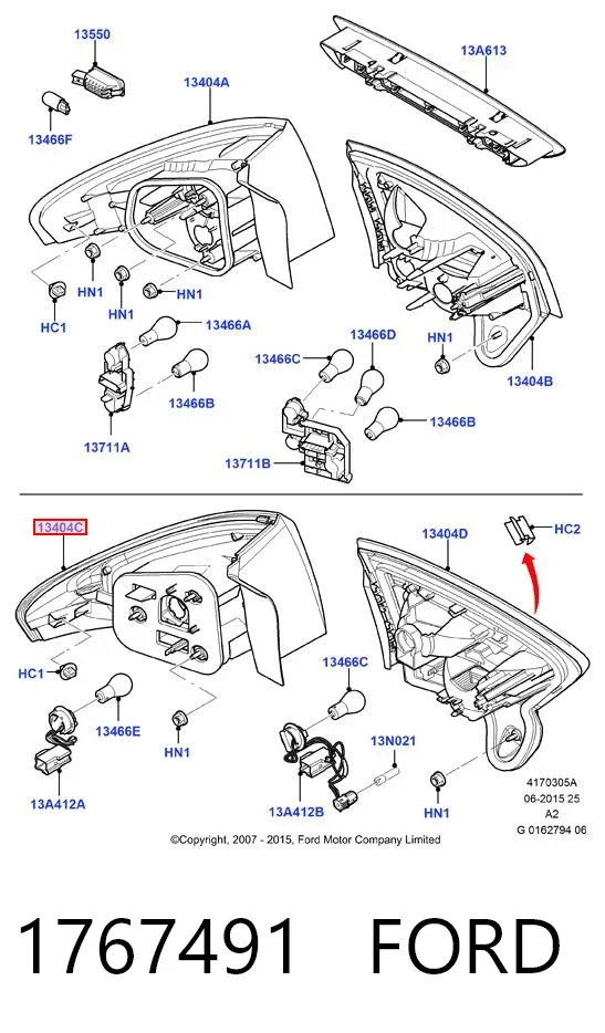 Фонарь задний правый внешний 1767491 Ford