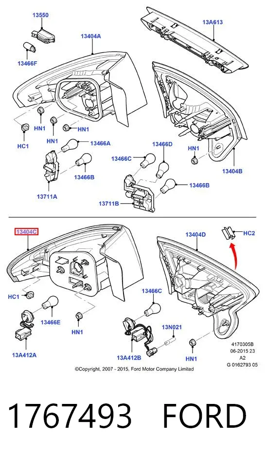 Фонарь задний правый внешний 1767493 Ford