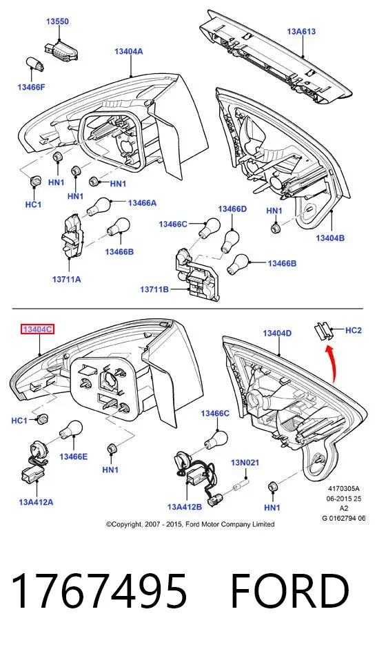 Фонарь задний левый внешний 1767495 Ford
