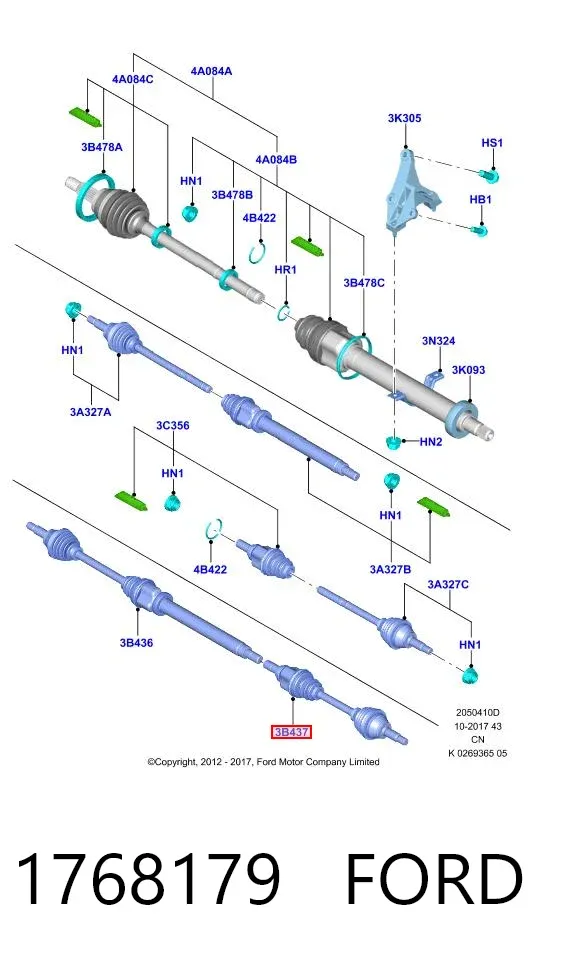 Левая полуось 1768179 Ford