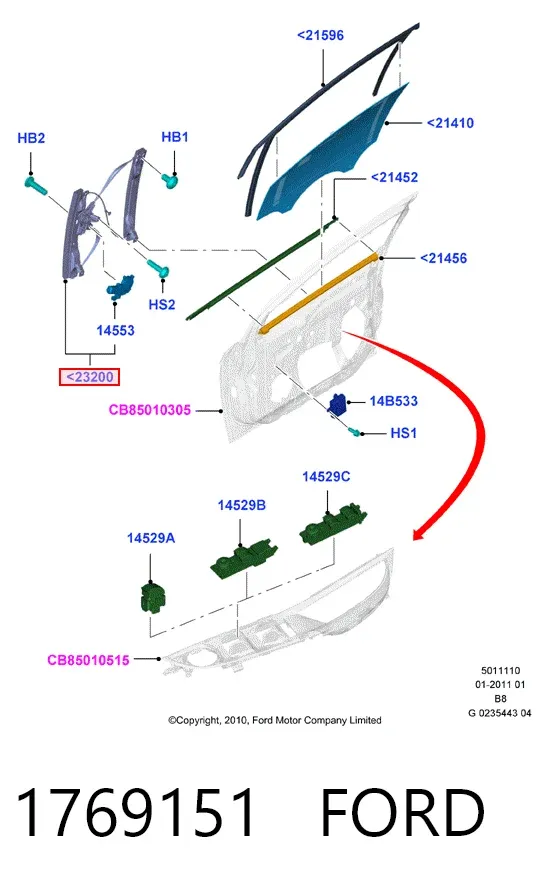 Стеклоподъемник передней правой двери 1769151 Ford
