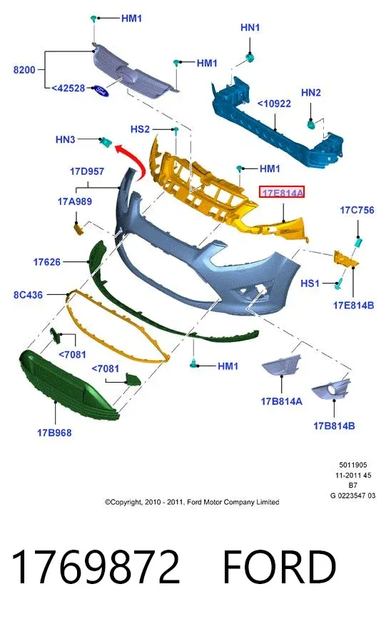 Кронштейн бампера переднего центральный 1769872 Ford