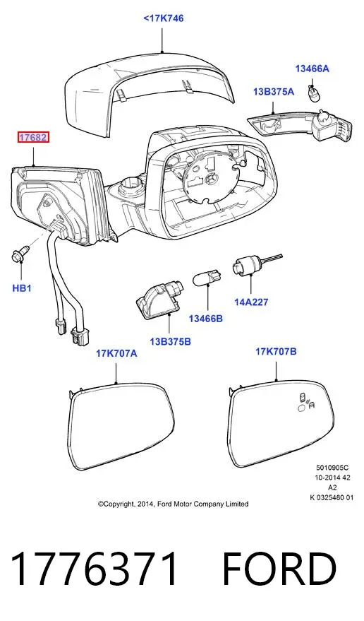 Правое зеркало 1776371 Ford