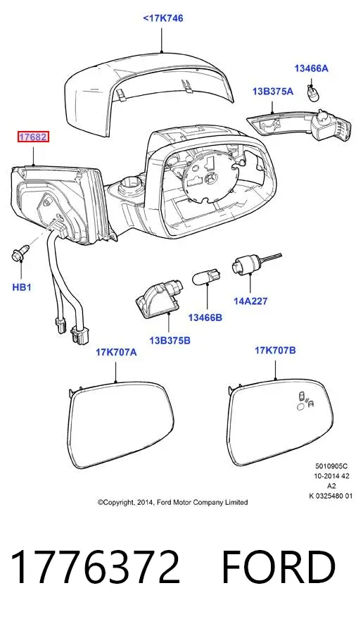 Левое боковое зеркало 1776372 Ford