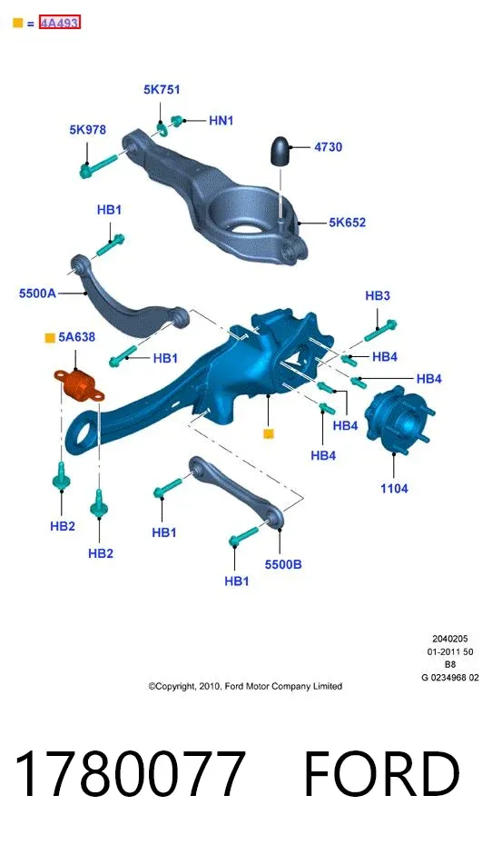 Цапфа задняя левая 1780077 Ford