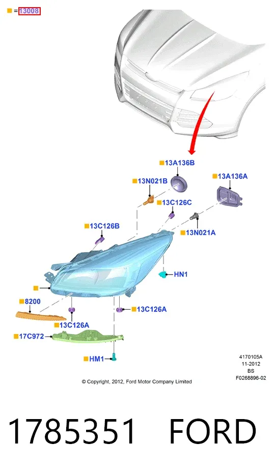 Левая фара 1785351 Ford