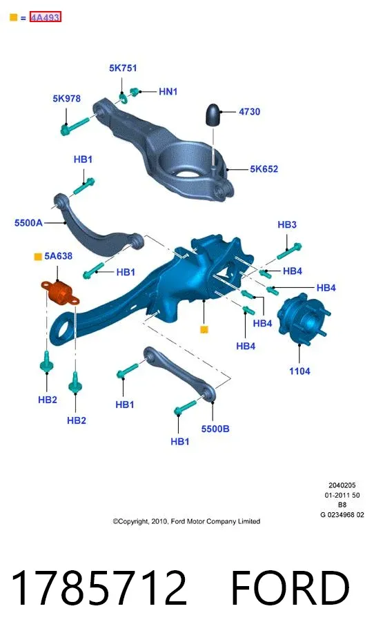 Цапфа задняя левая 1785712 Ford