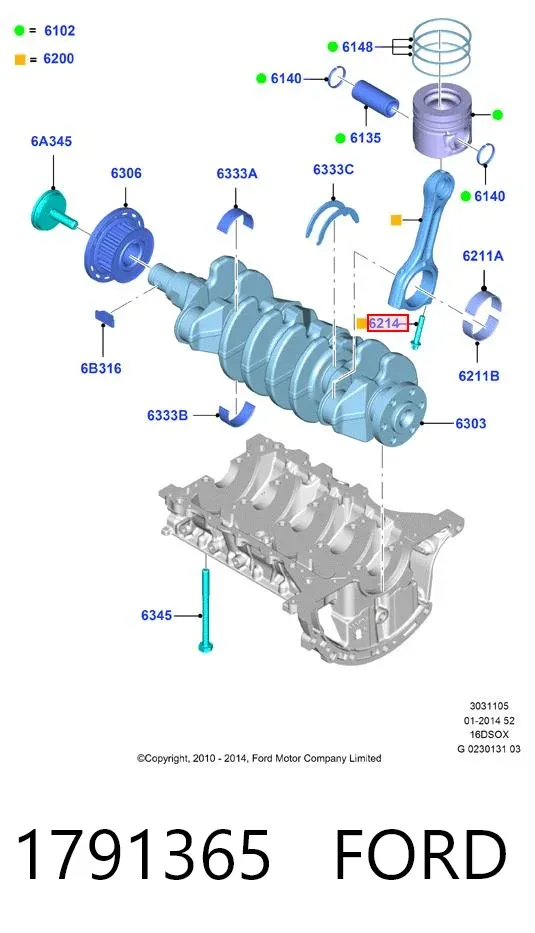 Болт шатуна 1791365 Ford