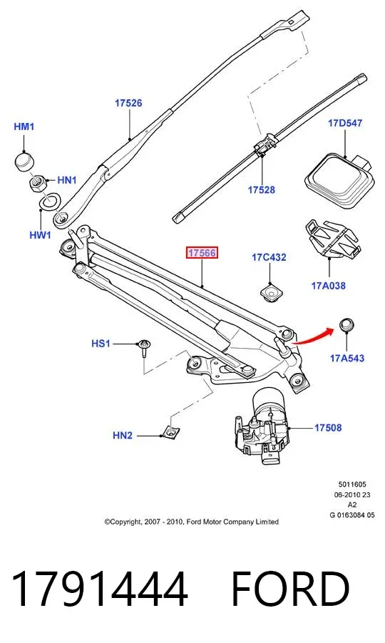 Трапеция дворников 1791444 Ford
