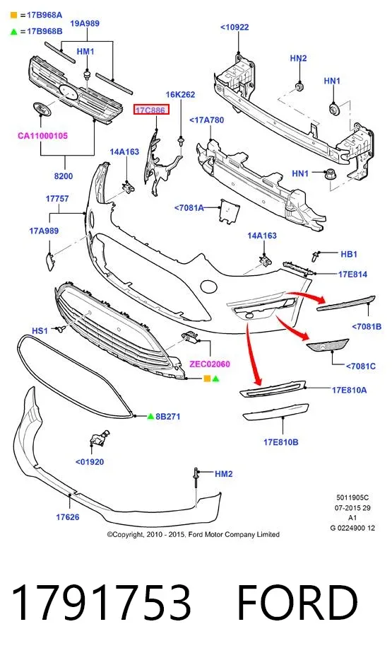 Кронштейн бампера переднего левый 1791753 Ford