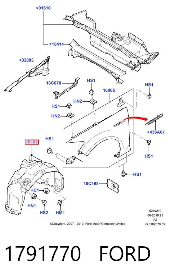 Подкрылок передний левый 1791770 Ford