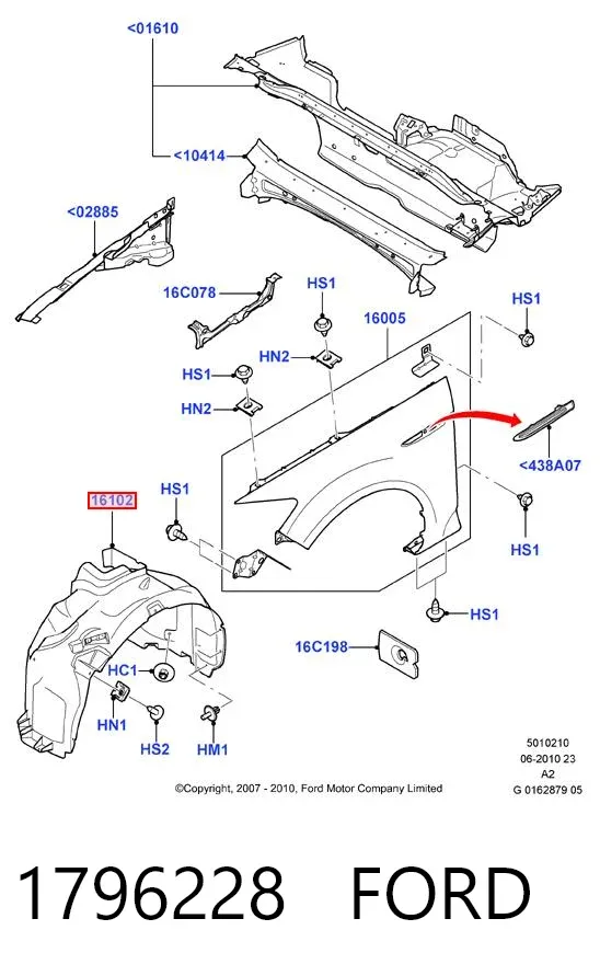 Подкрылок передний правый 1796228 Ford
