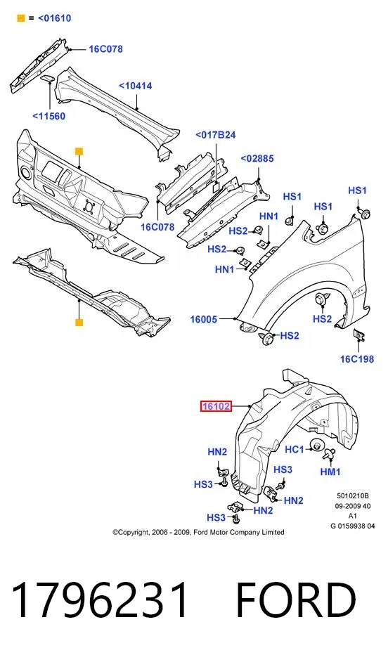 Подкрылок передний левый 1796231 Ford