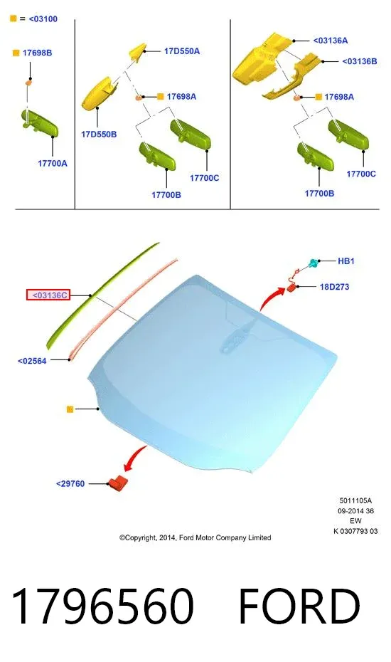 Молдинг лобового стекла правый 1796560 Ford