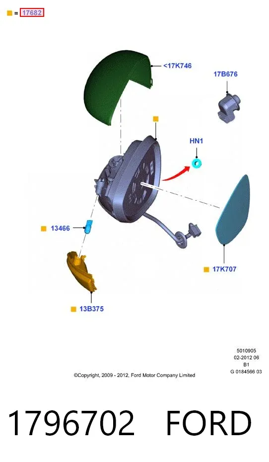 Правое зеркало 1796702 Ford