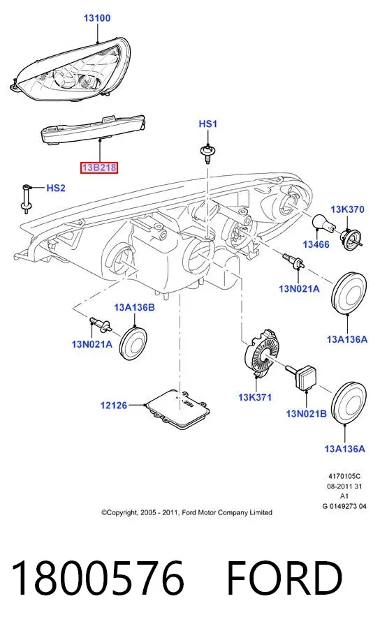Фара дневного света правая 1800576 Ford